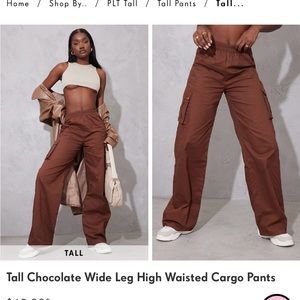 PLT Tall Chocolate Wide Leg High Waisted Cargo Pants (size 4)